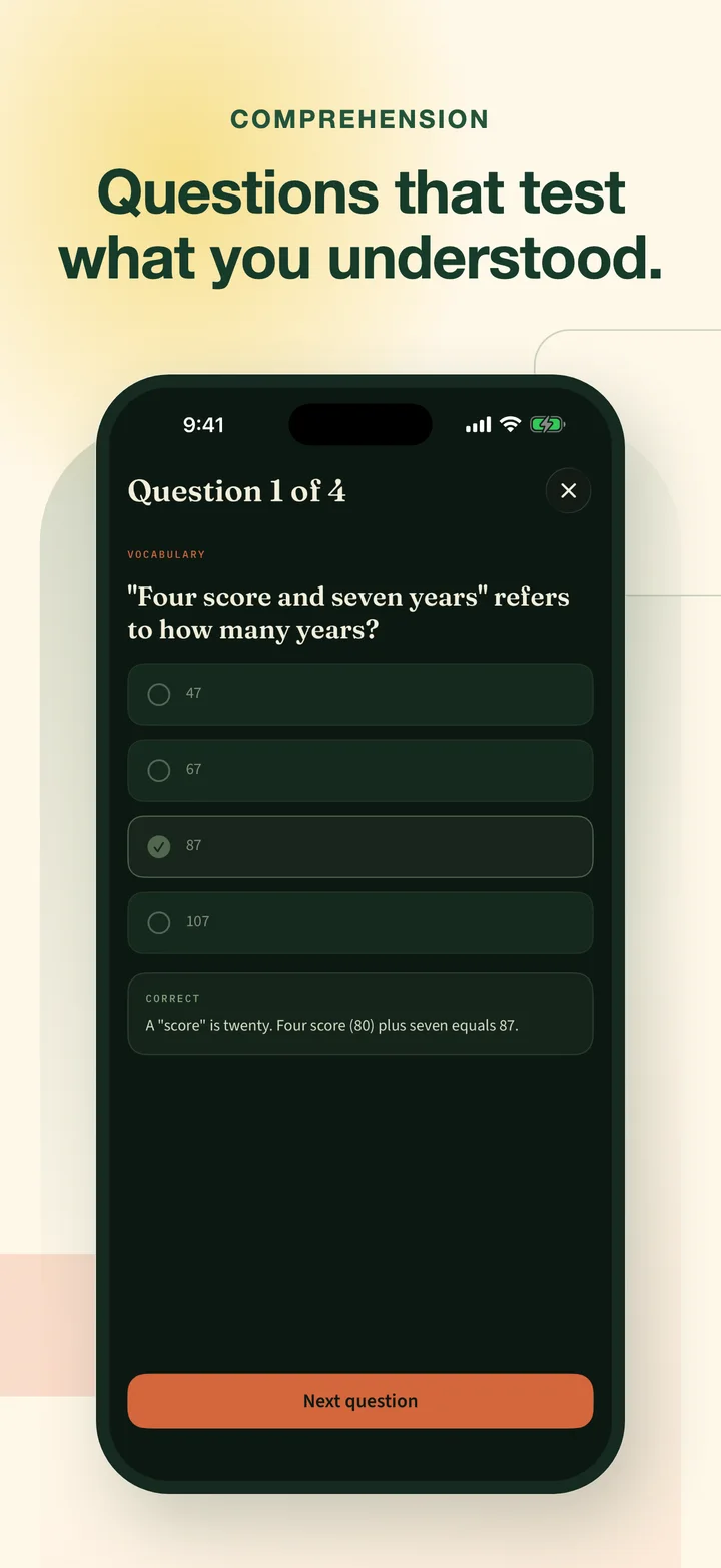 A reading-comprehension question with four answer choices